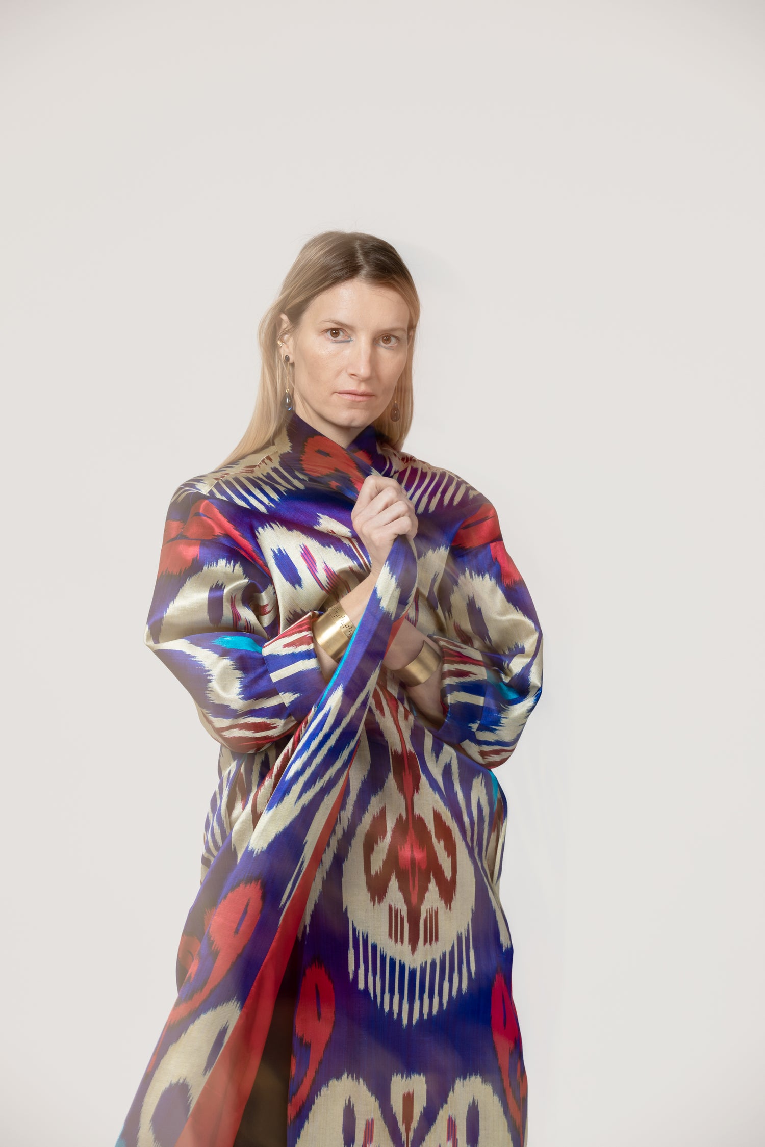IKAT SILK OVERSIZE COAT Tribal Electric Blue