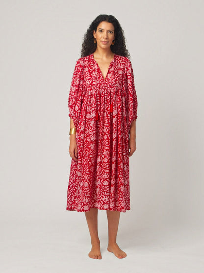 MIDI KLEID AVA Granatapfel