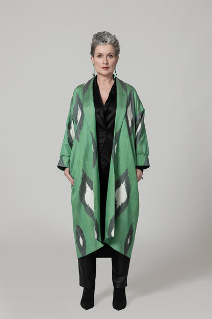 IKAT OVERSIZE COAT Diamond Green