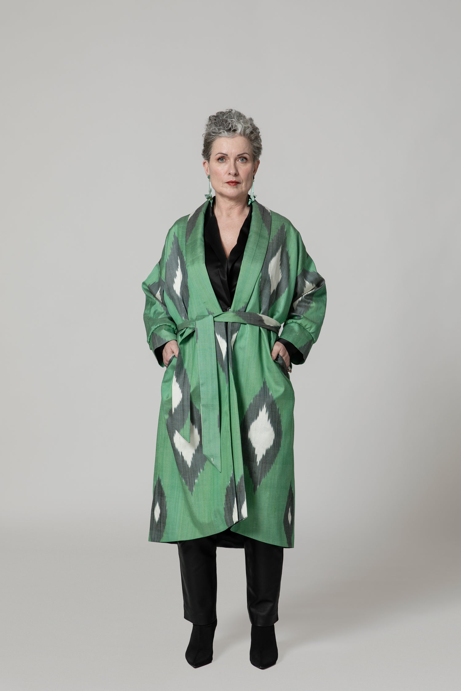 IKAT OVERSIZE COAT Diamond Green