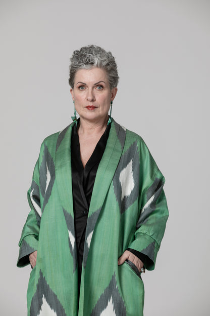 IKAT OVERSIZE COAT Diamond Green