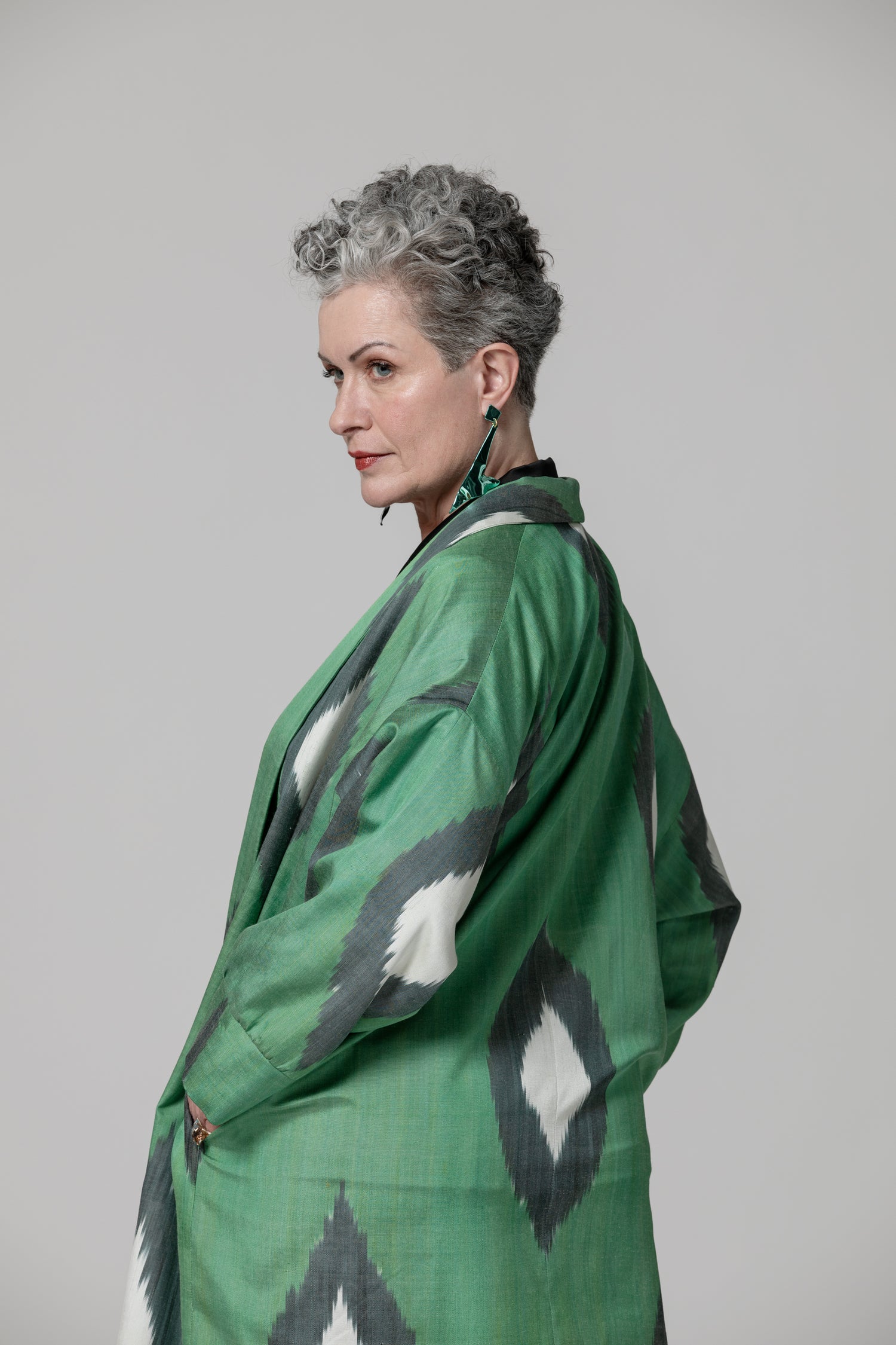 IKAT OVERSIZE COAT Diamond Green