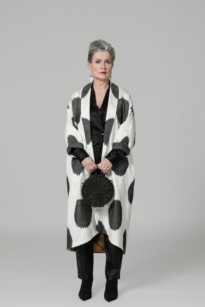 IKAT OVERSIZE COAT Dots White