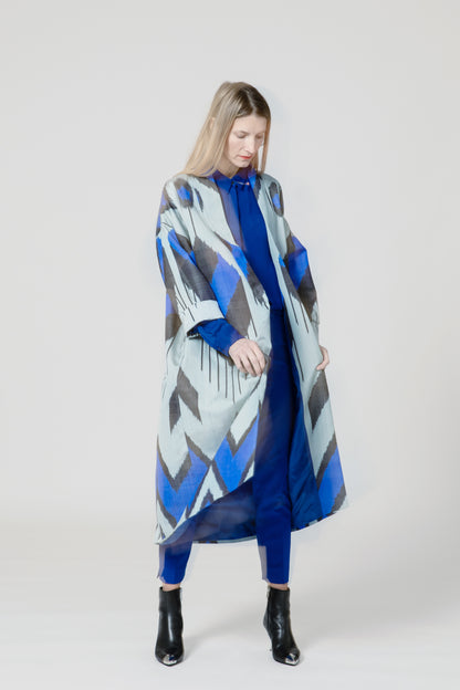 IKAT OVERSIZE COAT Arrow Electric Blue