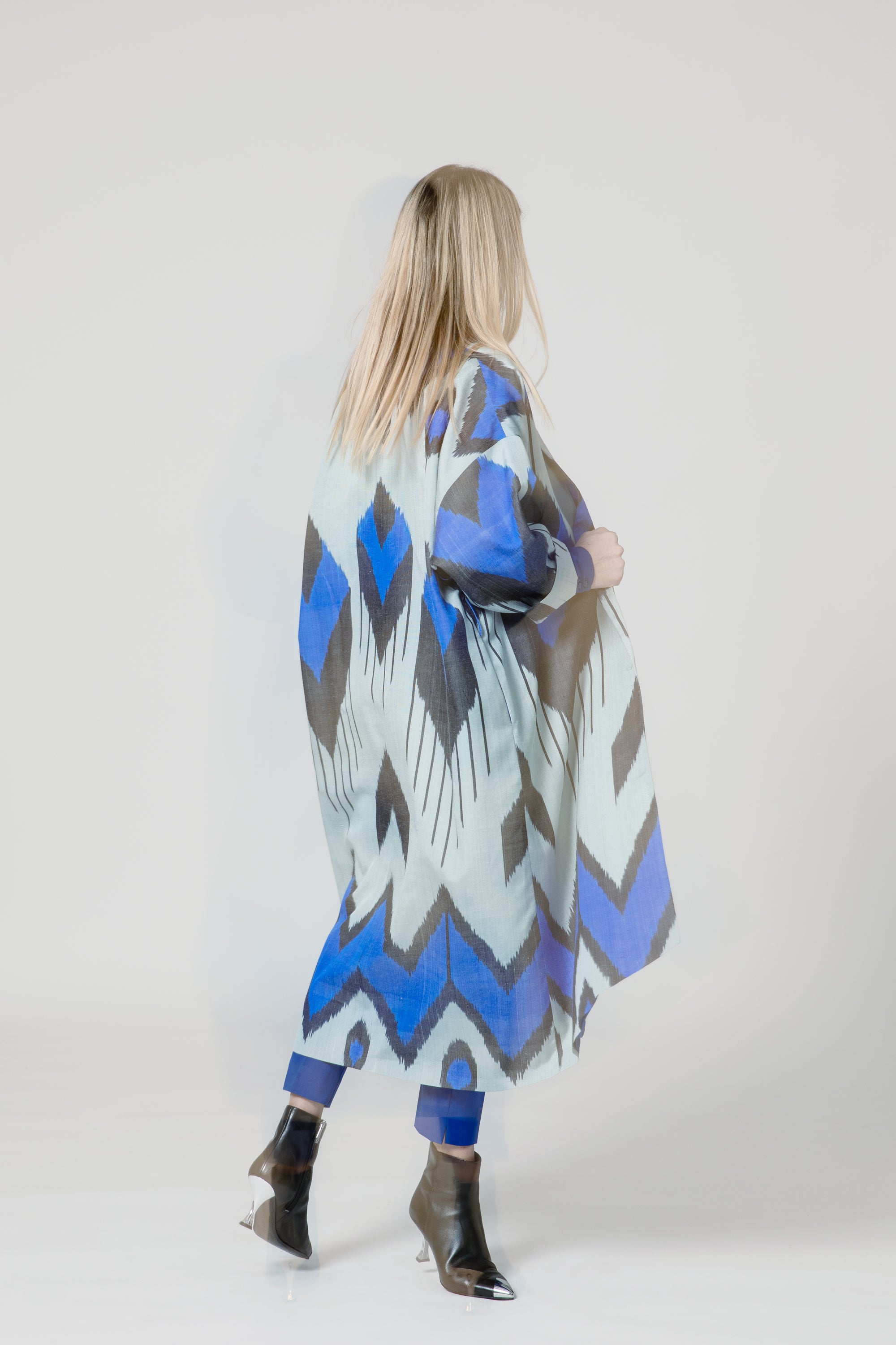 IKAT OVERSIZE COAT Arrow Electric Blue