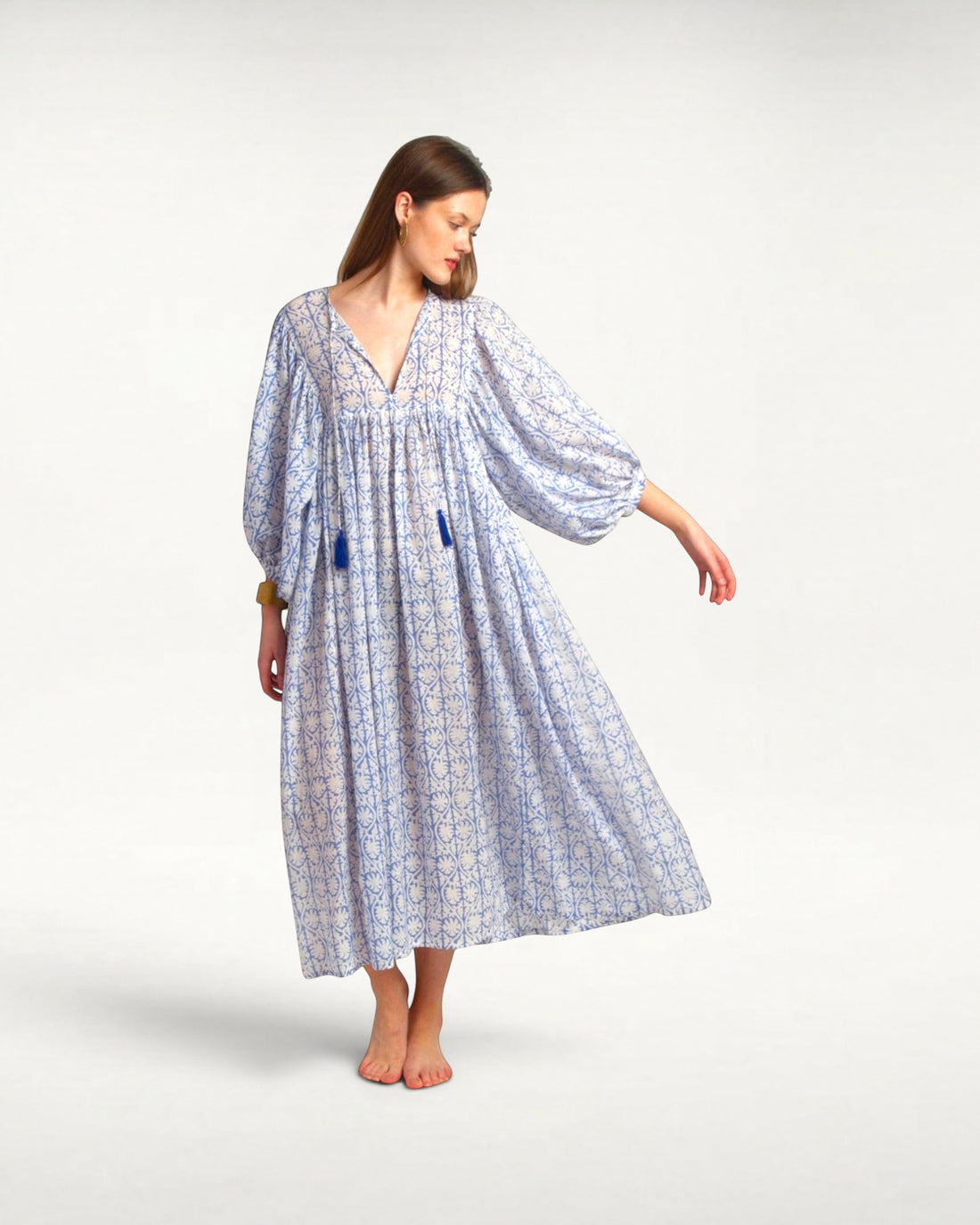 MIDI KLEID AVA Greek Blue