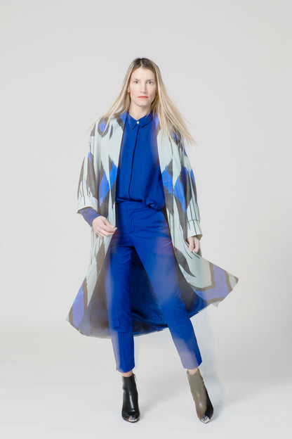IKAT OVERSIZE COAT Arrow Electric Blue