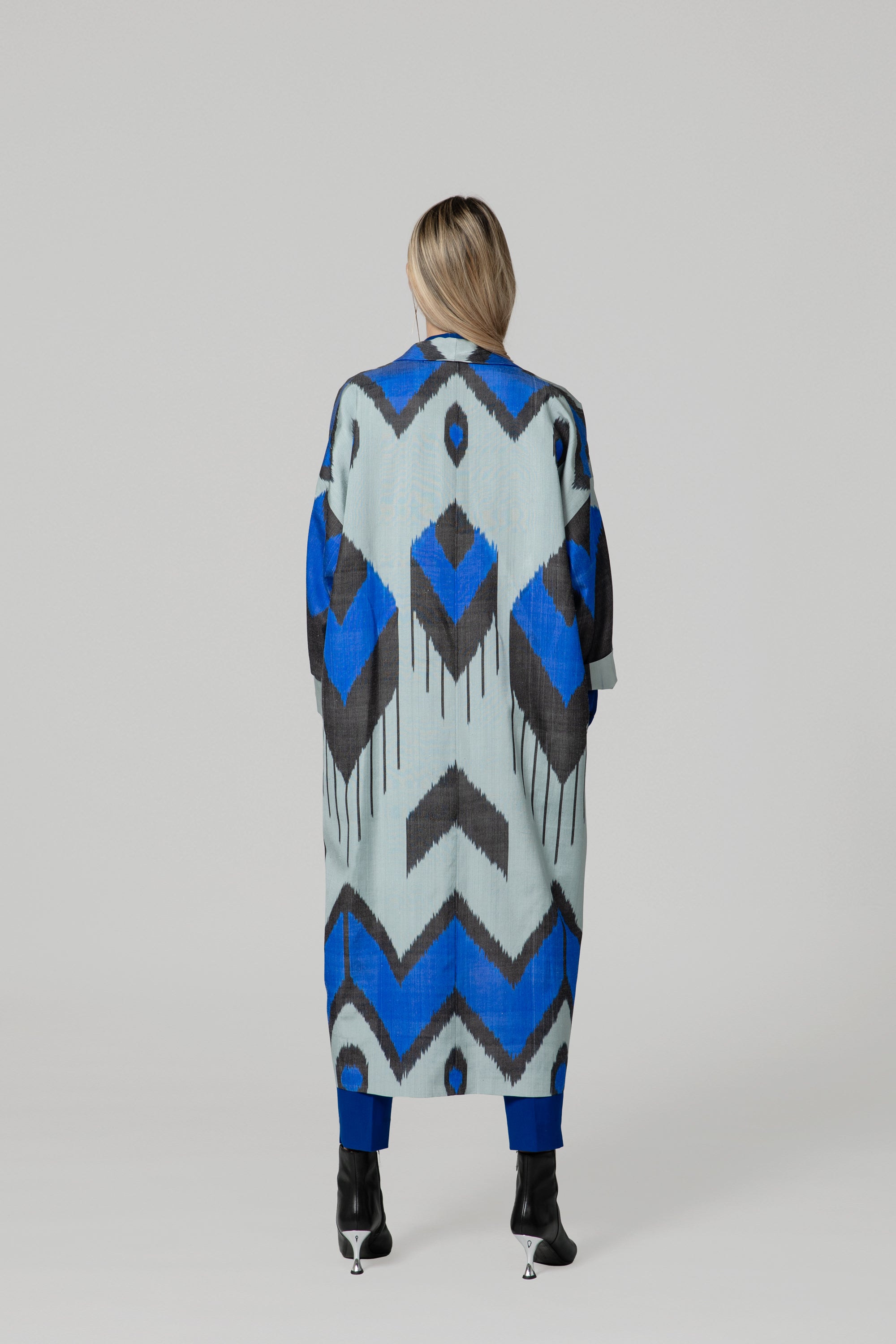 IKAT OVERSIZE COAT Arrow Electric Blue