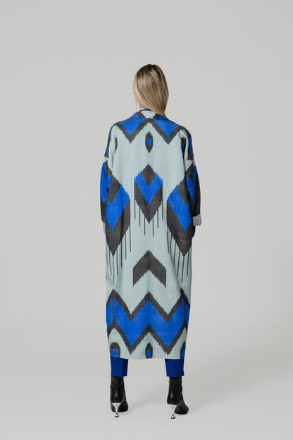 IKAT OVERSIZE COAT Arrow Electric Blue
