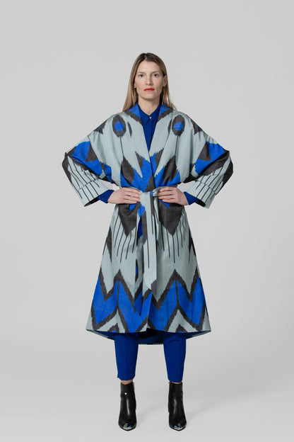 IKAT OVERSIZE COAT Arrow Electric Blue