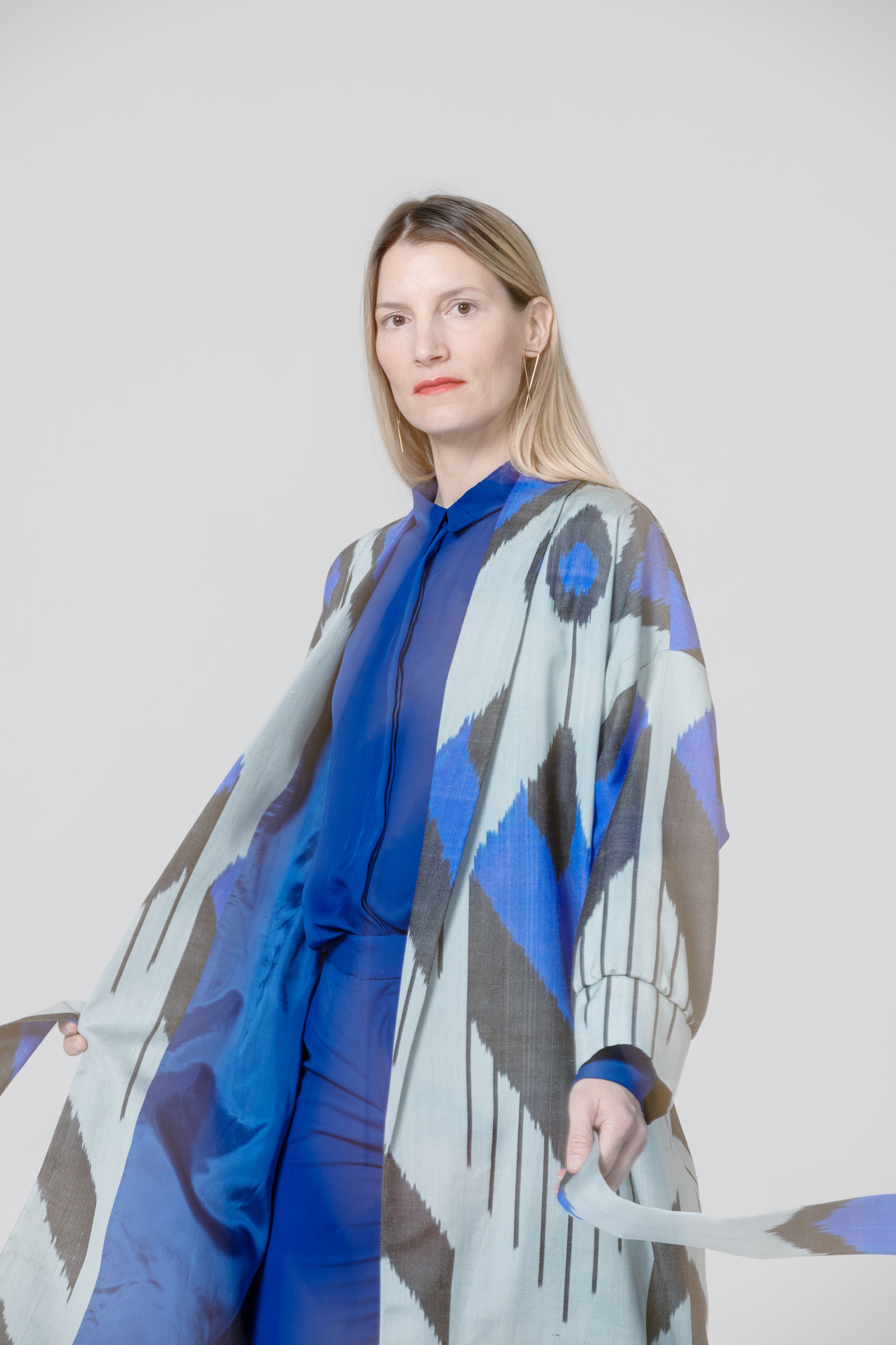 IKAT OVERSIZE COAT Arrow Electric Blue