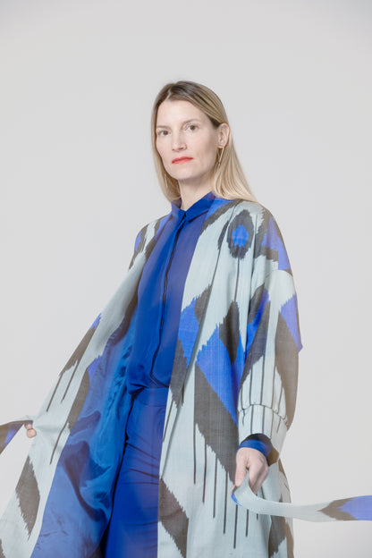 IKAT OVERSIZE COAT Arrow Electric Blue