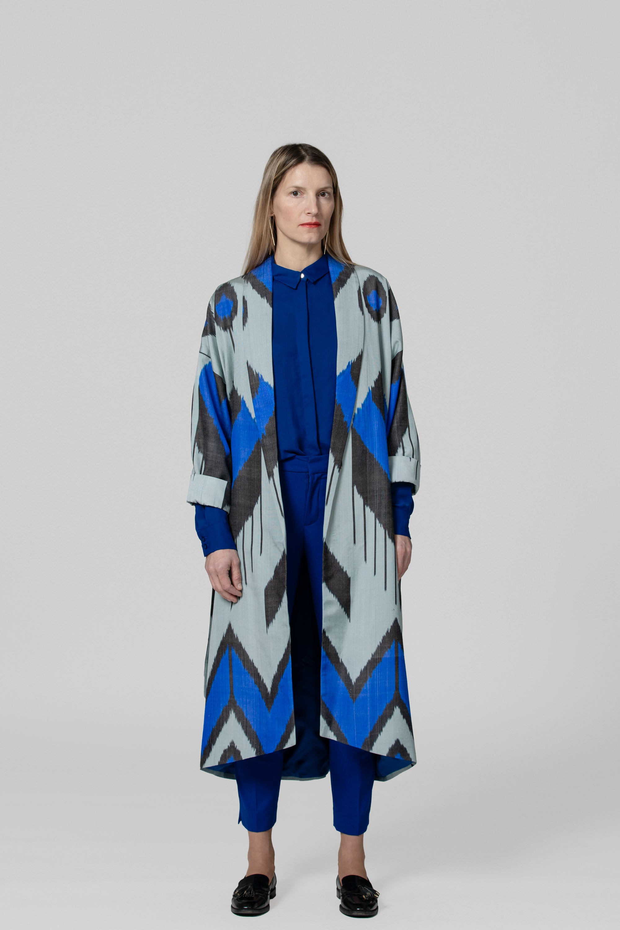 IKAT OVERSIZE COAT Arrow Electric Blue