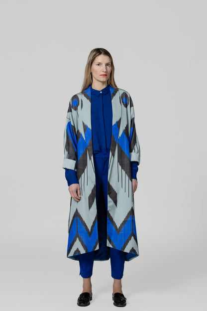 IKAT OVERSIZE COAT Arrow Electric Blue