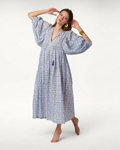 MIDI KLEID AVA Greek Blue