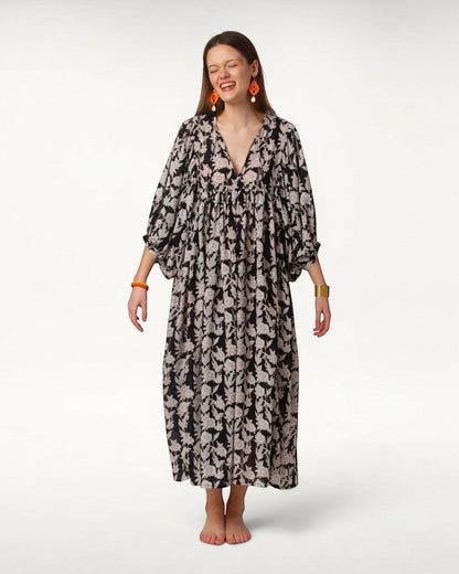 MAXI DRESS HANNAH Black Flower