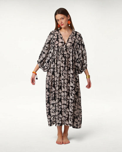MAXI DRESS HANNAH Black Flower