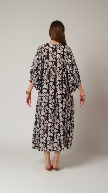 MAXI DRESS HANNAH Black Flower
