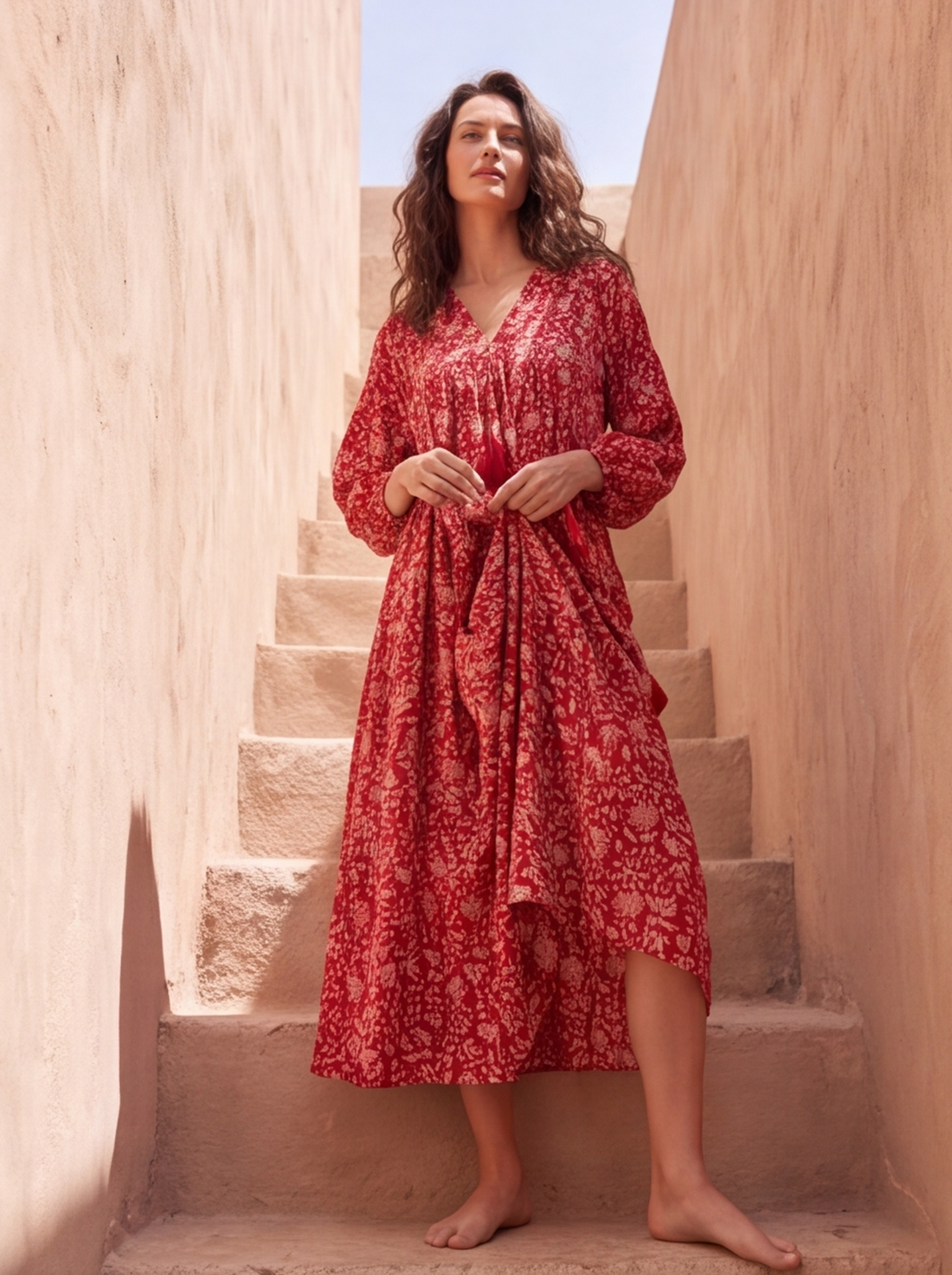 MIDI DRESS AVA Pomegranate