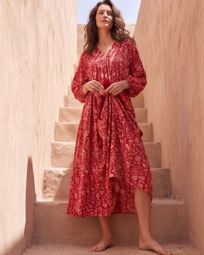 MIDI DRESS AVA Pomegranate