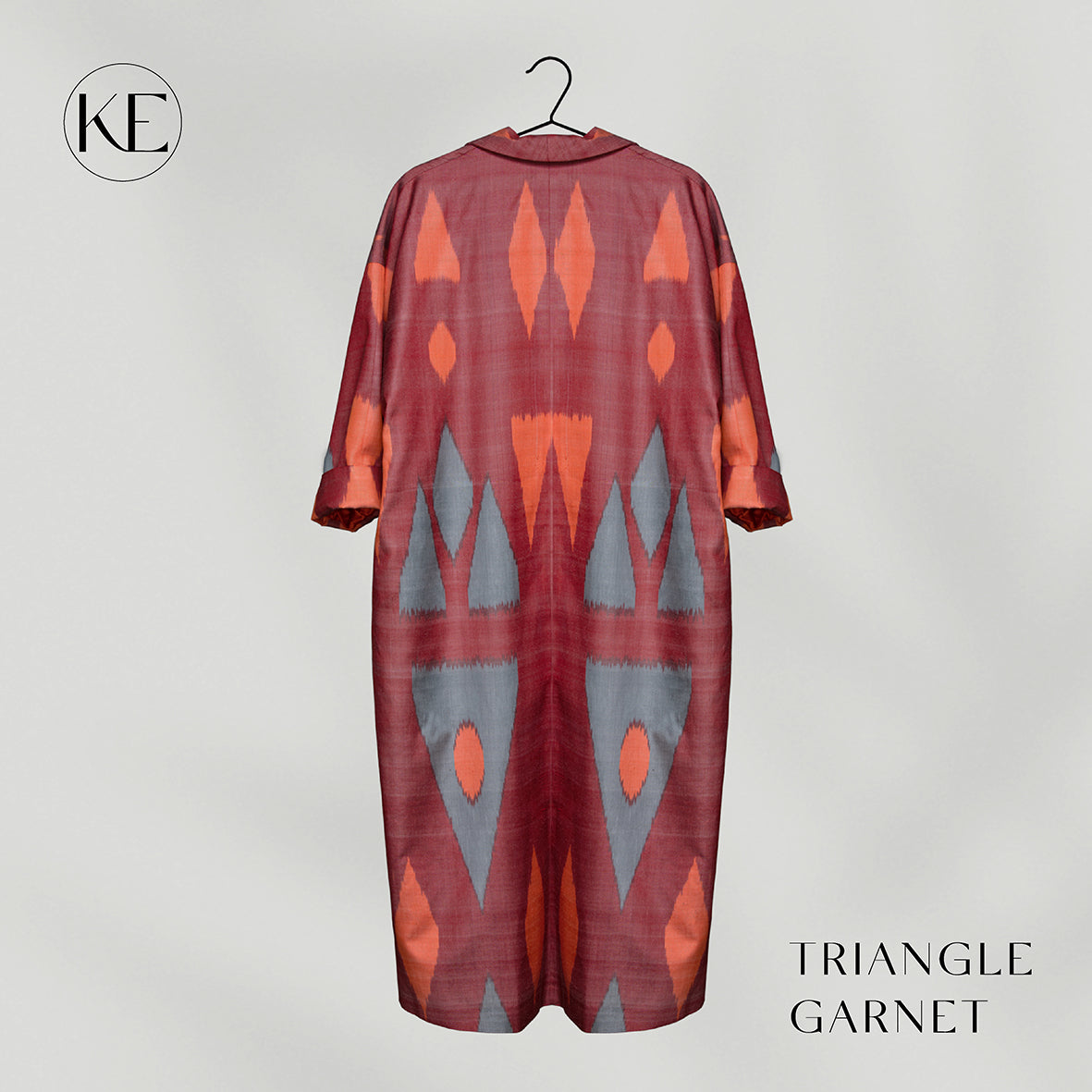 IKAT SILK OVERSIZE COAT Triangle Garnet