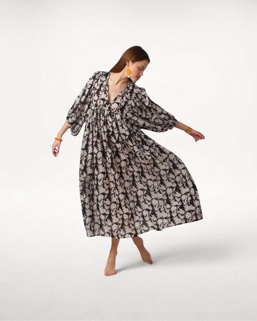 MAXI DRESS HANNAH Black Flower