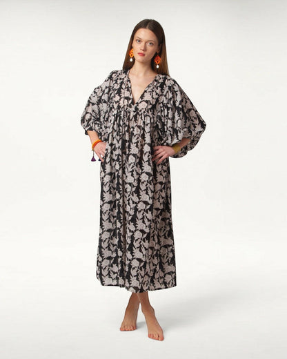 MAXI DRESS HANNAH Black Flower