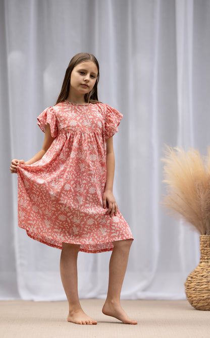 MINI&amp;ME DRESS BILLIE Coral Pink