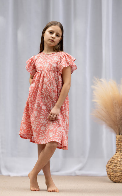 MINI&amp;ME DRESS BILLIE Coral Pink