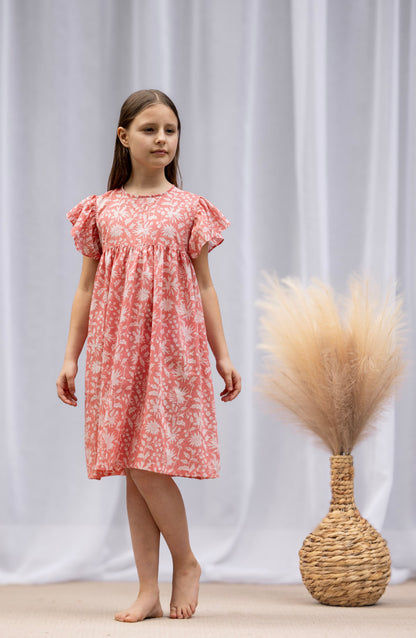 MINI&amp;ME DRESS BILLIE Coral Pink