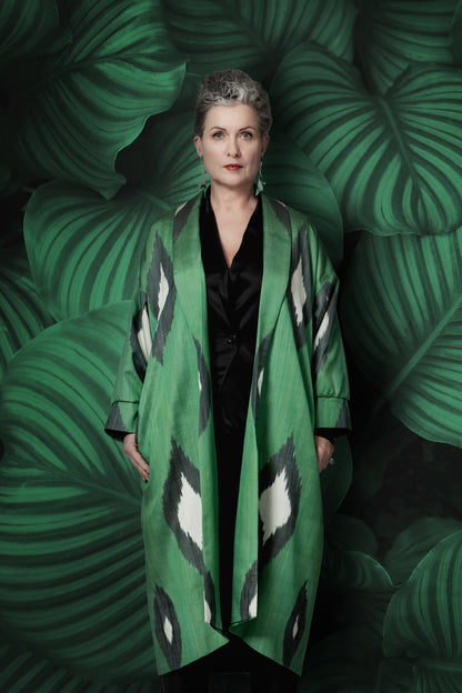 IKAT OVERSIZE COAT Diamond Green
