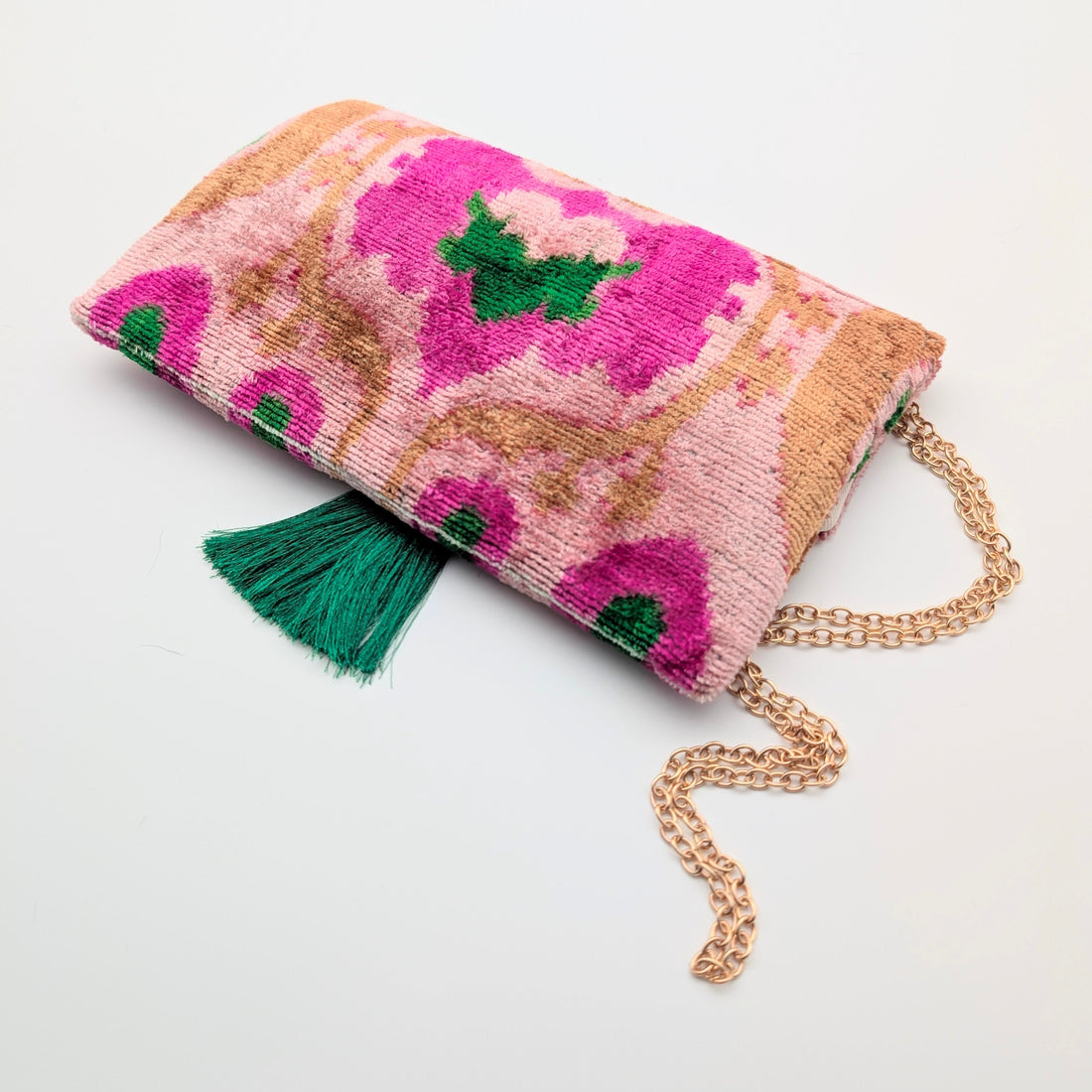 IKAT_VELVET_CLUTCH_AMALA_Pink_Green 