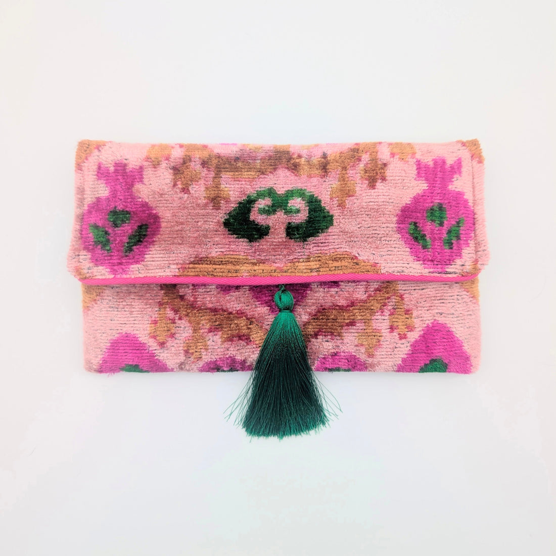IKAT_VELVET_CLUTCH_AMALA_Pink_Green