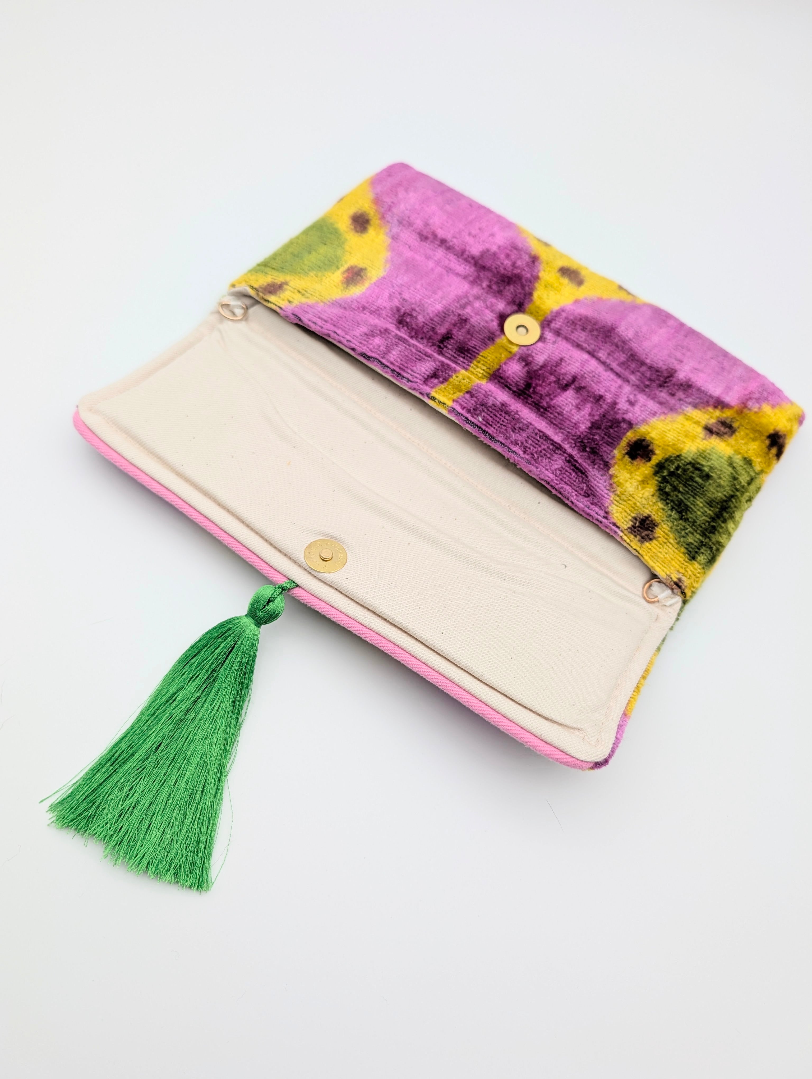 KAT VELVET CLUTCH CAMILLE Pink Yellow 