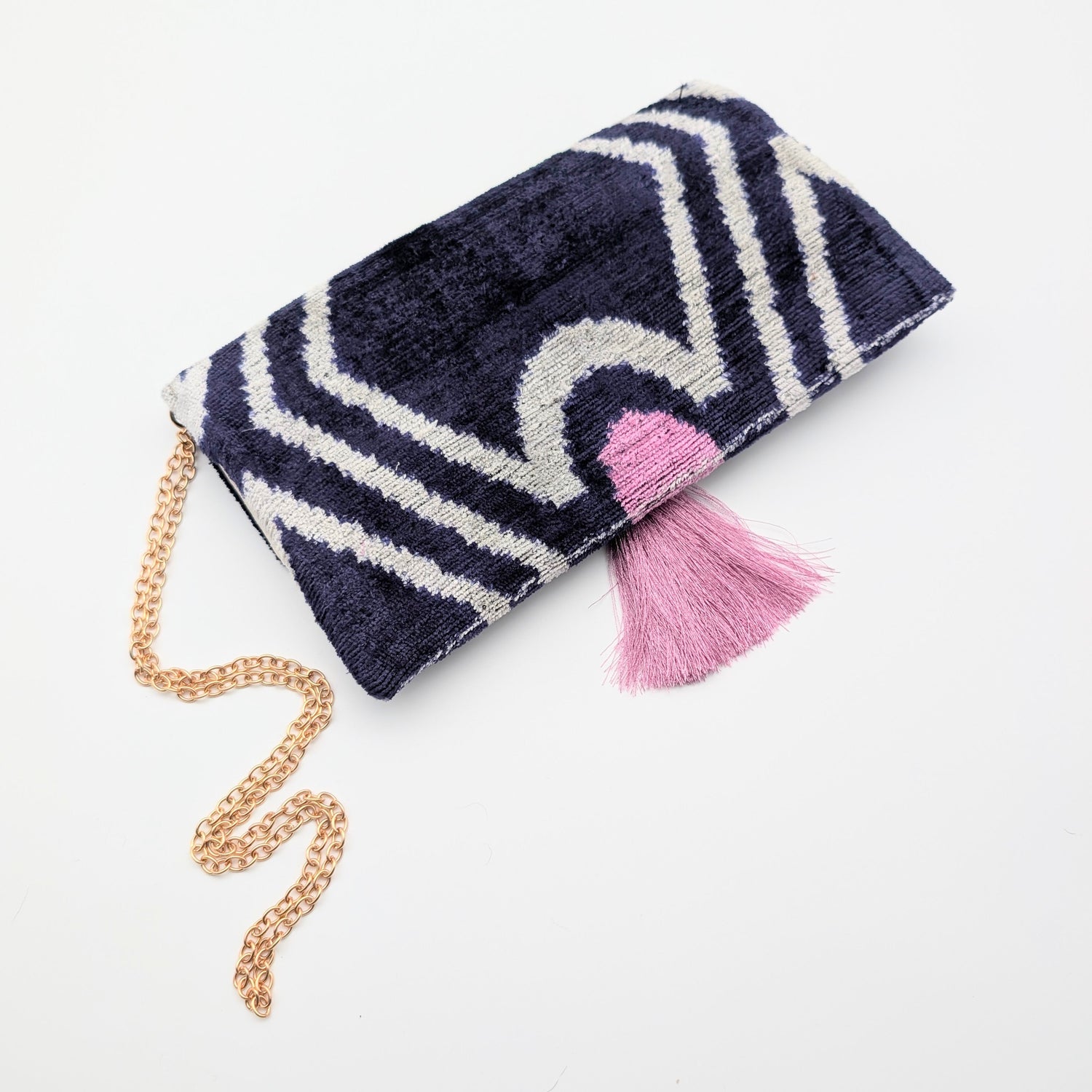 IKAT VELVET CLUTCH CHIARA Dark Purple Pink