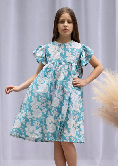 MINI&amp;ME DRESS BILLIE Ocean Turquoise