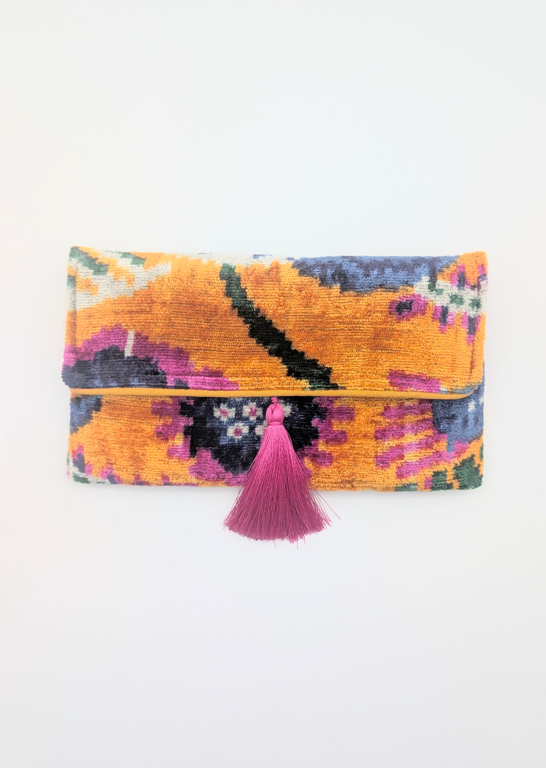 IKAT VELVET CLUTCH TAMINA Yellow Blue