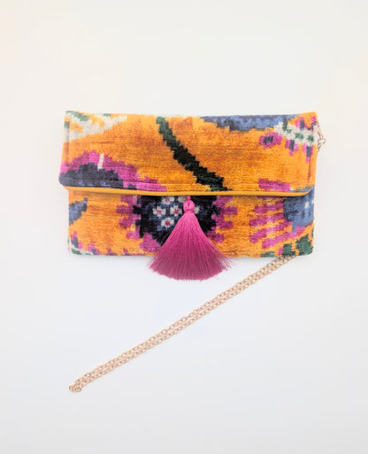 IKAT VELVET CLUTCH TAMINA Yellow Blue