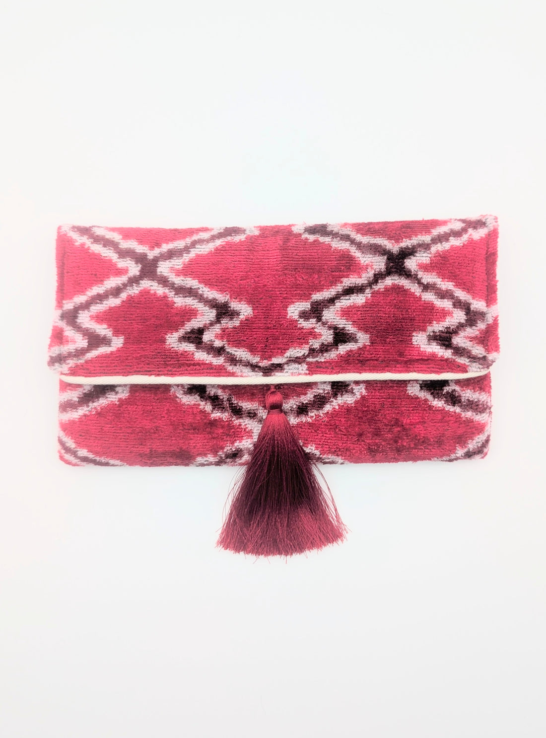IKAT VELVET CLUTCH SARAH Red Burgundy