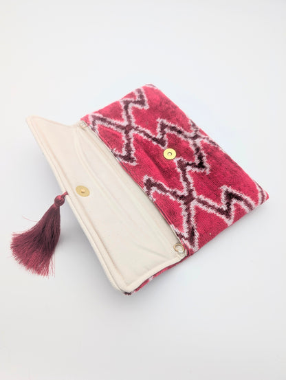 IKAT VELVET CLUTCH SARAH Red Burgundy