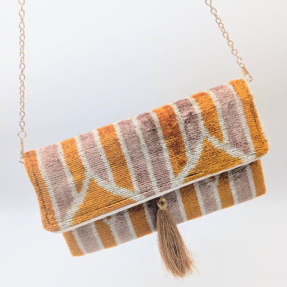 IKAT VELVET CLUTCH ALIYA Yellow Sand