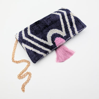 IKAT VELVET CLUTCH CHIARA Dark Purple Pink