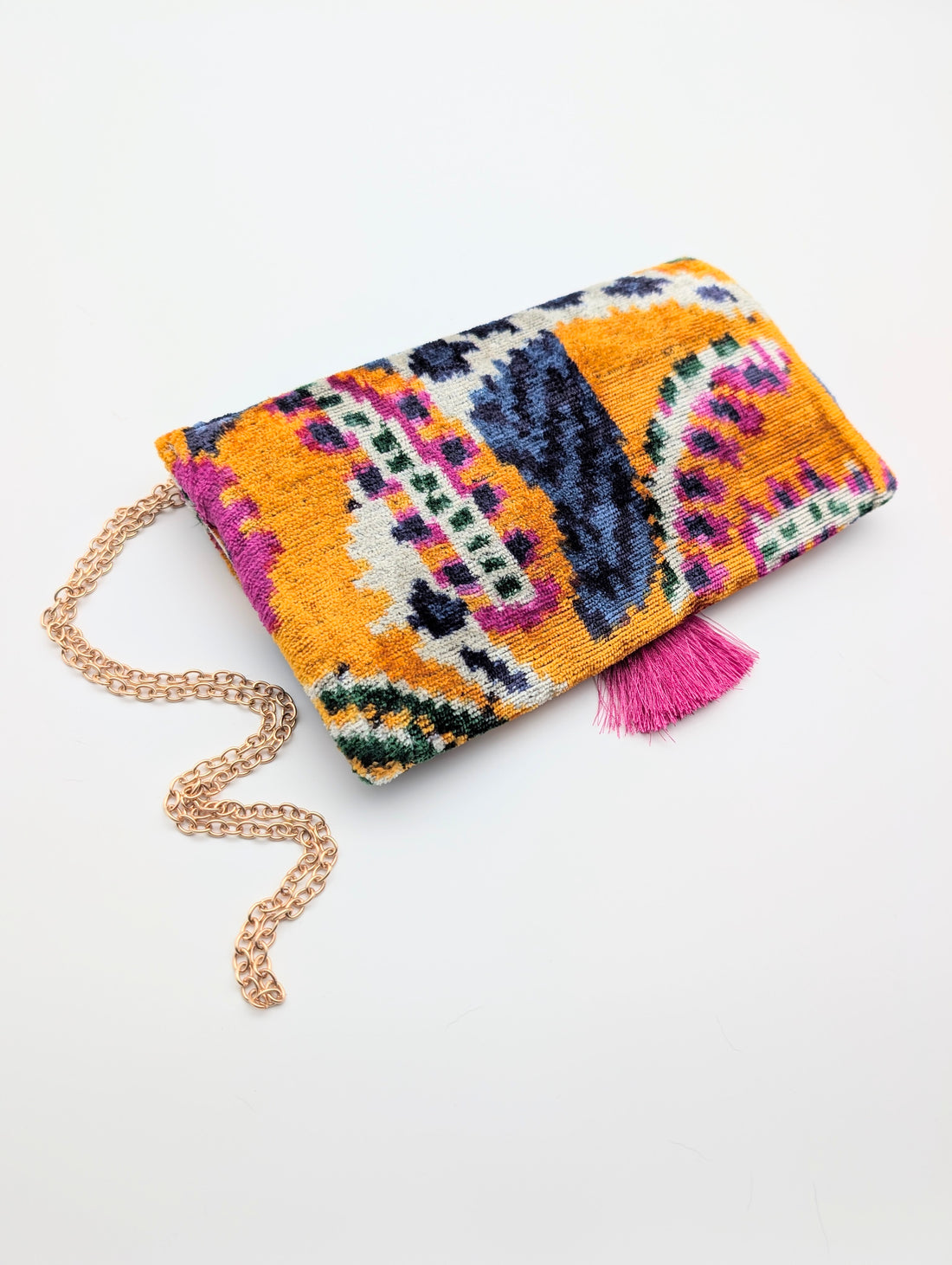 IKAT VELVET CLUTCH TAMINA Yellow Blue