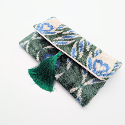 IKAT VELVET CLUTCH YASMINE Green Blue White