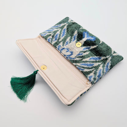 IKAT VELVET CLUTCH YASMINE Green Blue White