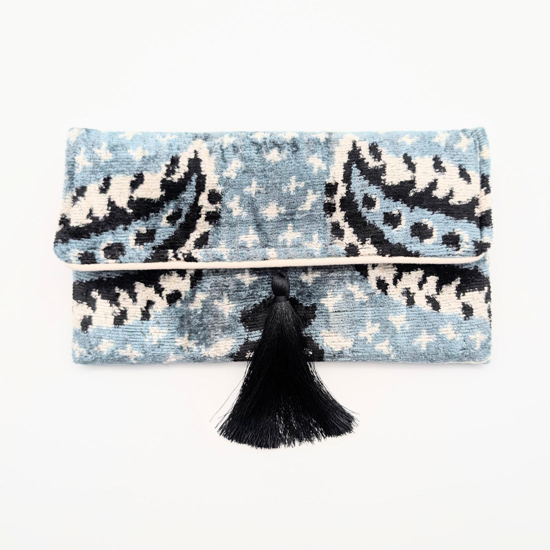 IKAT VELVET CLUTCH ELISA Blue Black White