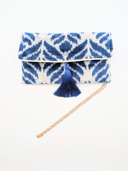 IKAT VELVET CLUTCH ELLA Royal Blue