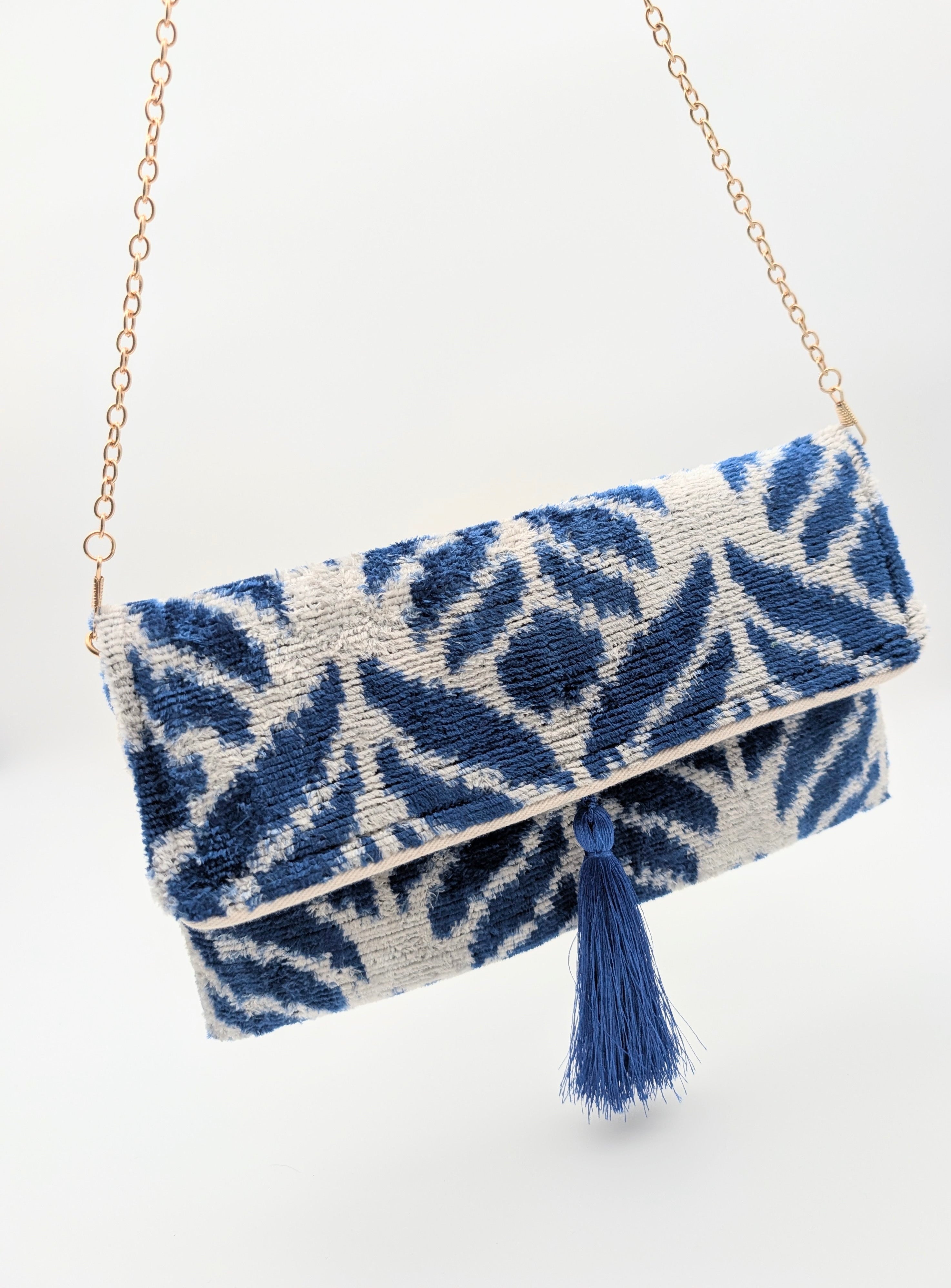 IKAT VELVET CLUTCH ELLA Royal Blue