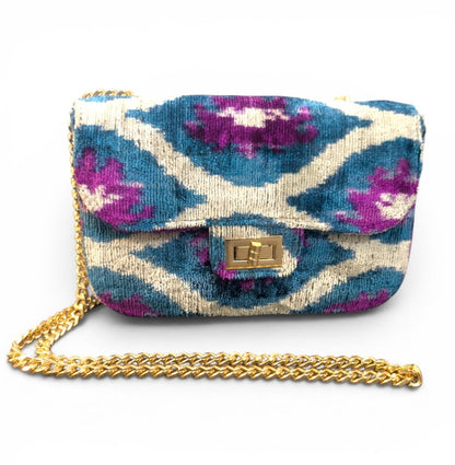 IKAT VELVET CLUTCH KATE - Black White