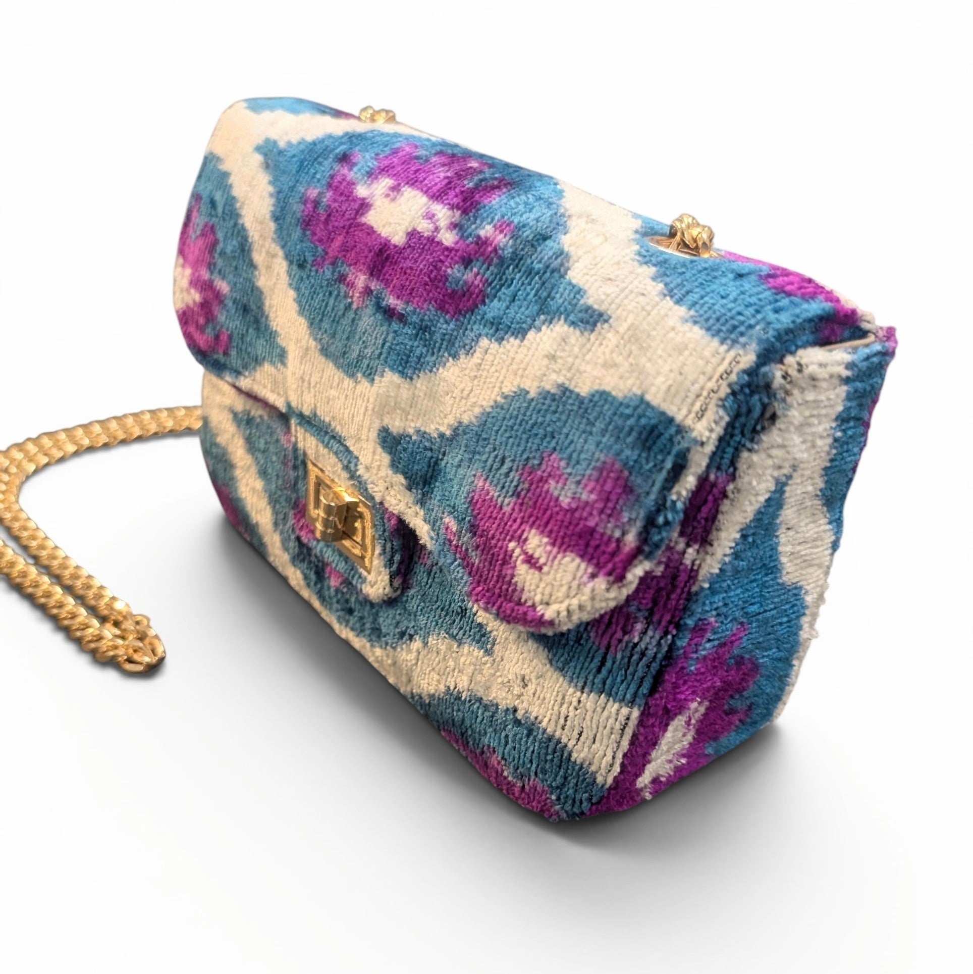 IKAT VELVET CLUTCH KATE - Black White